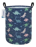 Round Waterproof Laundry Basket,Foldable Storage Basket,Laundry Hampers with Handle,Gift Basket,Suitable for Children's Room and Toy Storage (Blue Dinosaur) - color: Dinosaur