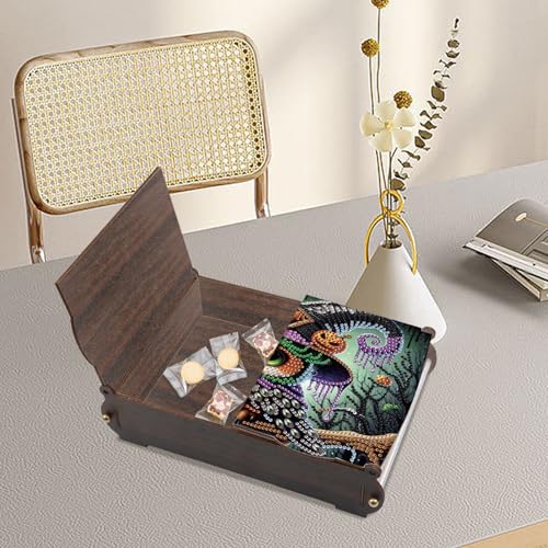 antor DIY Diamond Painting Wooden Storage Box, Halloween Owl Special Shaped Rhinestone Art Flip Cover Jewelry Organizer, Handmade Desktop Diamond Art Storage Box - color: Owl Halloween