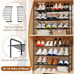 Shoe Rack, Closet Metal 27 Inch Wide 3 Tier Metal Shoe Organizer for Entryway, Stackable & Adjustable, Black