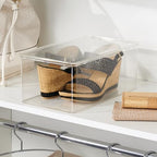 iDesign Stackable Shoe Box with Hinged-Lid for Wedges or Sandals, Set of 2, Clear, Made in USA - style: Pack of 2