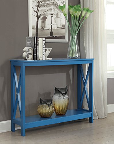 Convenience Concepts Oxford Console Table 39.5" - Sofa Table with Storage Shelf, Transitional Entryway Hall Table for Living Room and Bedroom, Display Foyer Table, Teal Blue - color: Blue