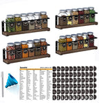 SpaceAid Spice Rack with 24 Spice Jars, 386 Spice Labels, Chalk Marker and Funnel, Wood Hanging Seasoning Shelf for Cabinet Door or Wall Mount (4 Pack) - style: Racks with Jars
