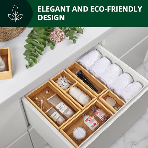ROYAL CRAFT WOOD Adjustable Bamboo Drawer Dividers Organizers (17-22") - Multipurpose Storage Boxes 5 pcs
