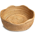 HITOMEN Handmade Rattan Bread Baskets Round Wicker Fruit Serving Storage Bowls, Natural Woven Decorative Kitchen Counter Organizing (Honey Brown) M-10.2" - size: Medium