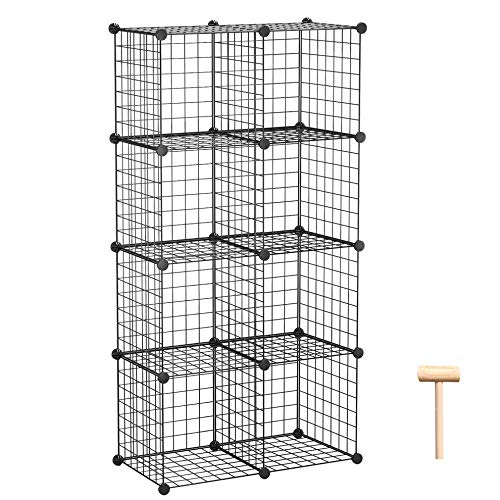 C&AHOME Wire Cube Storage, 8-Cube Organizer Metal C Grids Storage, Storage Bins Shelving, Modular Book Shelf, DIY Closet Cabinet Ideal for Living Room, Home, Office 24.8" L x 12.4" W x 48.4" H Black - color: Black, size: 8 Cube