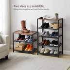 3-Tier Wooden Shoe Rack with Metal Mesh Shelves - for Entryway, Closet, Hallway & Bedroom Holds 6 Pairs, Ideal for Storage or Display - size: 17"D x 10.24"W x 15.75"H