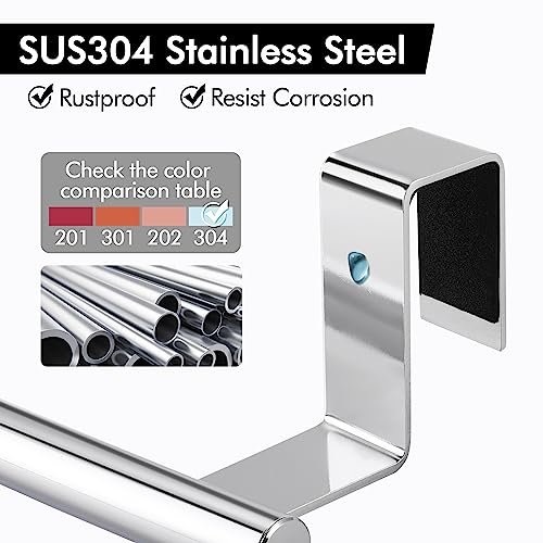 KES Over The Cabinet Door Towel Rack, Kitchen Towel Rack Over Cabinet Towel Bar Towel Holder SUS304 Stainless Steel 2 Pack Polished Steel, KTH200S26-P2 - color: Polished Steel