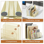 gianotter Mail Organizer Countertop, Metal File Holder with 3-Slot, Gold Desk Accessories for Office (Gold) - color: Gold