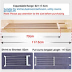 BAOYOUNI Expandable Closet Tension Shelf Rod Organizer Adjustable Storage Rack Heavy Duty Clothes Hanger Metal Space Saving Divider for Bathroom Kitchen Cupboard Wardrobe Bookshelf 32''-46'', Ivory - size: (32.28-46.06) IN