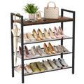 WIN4ALL Shoe Rack for Front Door Entrance, 4 Tier Shoe Rack for Entryway, 12-16 Pairs of Shoes, Metal Shoe Rack Organizer, Free Standing Shoe Rack for Closet (Black+Rustic Brown) - size: 4 Tier (11.81"D x 29.33"W x 30.31"H)