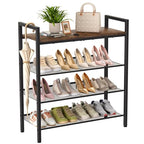 WIN4ALL Shoe Rack for Front Door Entrance, 4 Tier Shoe Rack for Entryway, 12-16 Pairs of Shoes, Metal Shoe Rack Organizer, Free Standing Shoe Rack for Closet (Black+Rustic Brown) - size: 4 Tier (11.81"D x 29.33"W x 30.31"H)