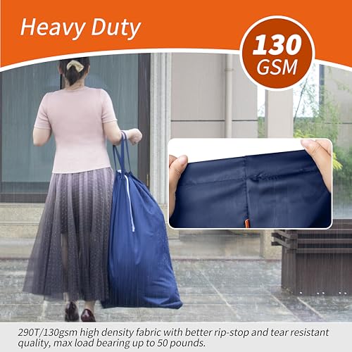 Polecasa Extra Heavy-Duty Laundry Bag 28x36”- Machine Washable Large Storage Bag with Reinforced Handles & Drawstring Closure & ID Tag for College Dorm Travel - Navy - color: Navy, size: 28" x 36" | 1 Pack