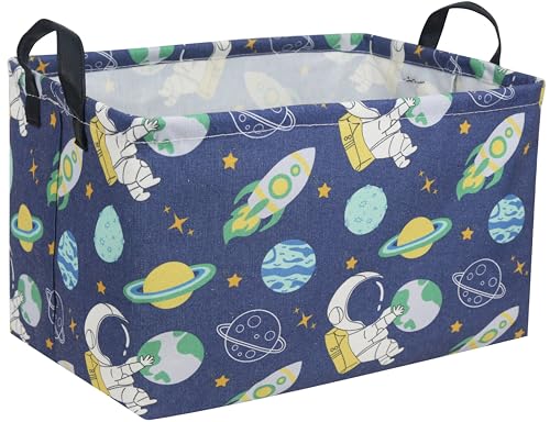 Sanjiaofeng Rectangular Kids Basket Space Storage Bins,Boys Basket Organizer.Waterproof PE Coating Storage with Handles.Clothers,Toys,Books,Kid's Gifts Storage. (Astronaut) … - color: Astronaut