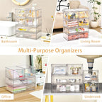 Stebopum 6 Pack Stackable Storage Drawers Clear Acrylic Organizer Makeup Bathroom Organizer and Storage Bins for Beauty Supplies,Ideal for Vanity, Bathroom,Pantry Organization - style: 4 Small+2 Wide