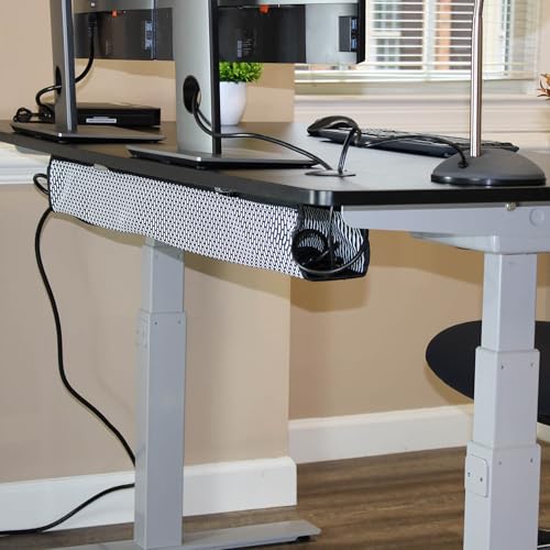 PERFECT POSTURE Mesh Cable Organizer – Under Desk Cable Management with Adjustable Straps, Flexible Mesh, Easy-Access Design, & Standing Desk Compatible – 37.4” (White) - color: White, size: 38"