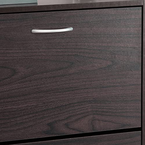 Haotian Narrow Shoe Cabinet for Entryway, Slim Freestanding Shoe Rack with 2 Flip-Drawers, Hidden Storage Shoe Organiazer Entrance Hallyway Mudroom, Brown, FSR110-K-BR (9.4" D x 23.6" W x 31.5" H) - color: Brown, size: 2-Drawers