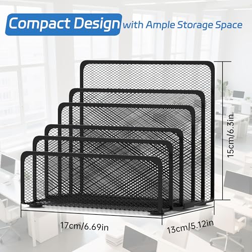 Mail Organizer with 5 Slot, Metal Mail Holder for Desk, Office File Holder Letter Organizer for Mails (Black) - color: Black