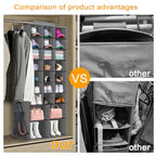 Hanging Shoe Organizer for Closet, Closet Hanging Shoe Storage Rack Holder Shelves,Collapsible Shoe Closet Organizers and Storage with 4 Large Side Pockets,25 Sections for Shoes,Hats,Clothes(Gray) - style: 3-Column Hanging Organizer
