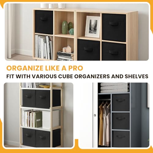 Large Storage Cubes- 13 Inch Cube Storage Bins for Organizing Shelves Kallax - Nursery Closet Organization Bins for Clothes Blanket - 10 Pack Collapsible Decorative Storage Box for Living Room (Black) - color: Black, size: 10 Pack - 13 inches
