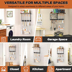 Broom Holder Wall Mount with Cleaning Supplies Organizer, Laundry Room Organization and Storage Shelves, Mop Hanger Broom Rack with Hooks, Home Improvement Kitchen Shelf Garage Organizer - size: Small