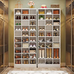 Tribesigns 10-Tier Shoe Storage Cabinet, White Wooden Shoe Rack with 30 Cubbies, Freestanding Tall Entryway Shoe Organizer for Closet, Entryway, Living Room - color: White