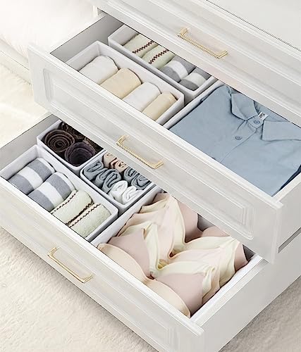 Fordonral 12 Pack Drawer Organizer Clothes, Foldable Fabric Dresser Organizer Closet Organizers and Storage Box for Underwear,Folded Clothes,Baby Clothing,Socks,Bra,Towels,Ties(12 Pack,White) - color: White, size: 12 Pack