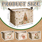 4 Pack Christmas Storage Bin Collapsible Large Christmas Storage Baskets for Gifts Xmas Tree Canvas Laundry Basket Foldable Box with Handle for Office Home Bedroom Clothes Toys Holiday Decor - style: Snowman