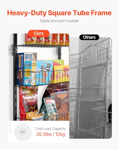 VEVOR Over the Door Pantry Organizer, 8-Tier Pantry Organization and Storage, Heavy-Duty Steel Hanging Spice Rack, Adjustable Wall Seasoning Shelves, for Home Kitchen Laundry Room Bathroom, Black - color: Black, size: 8-Tier
