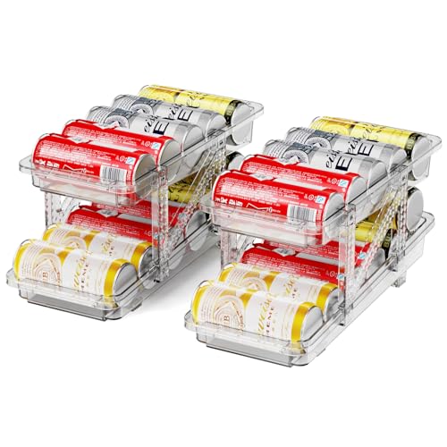 Jsyrjing Drink Organizer for Fridge Soda Holder for Refrigerator Can Dispenser,Adjustable Width Can Holders for Fridge Suitable for Storage Cabinet and Pantry Clear (2 Pack) - size: 2 Pack
