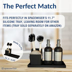 Spacewiser TidyNook Silicone Sink Caddy - Sponge Holder for Kitchen Sink, Dish Brush Holder, Fits Scrub Daddy Sponges, Scrub Mommy, and all Dish Sponges, Compact Kitchen Sinks Organizer Caddy, No Rust - color: Black