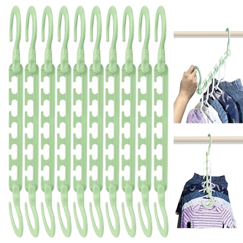 Wonder Hanger Max 10-Pack Space Saving Hangers, Reinforced Hooks Swivels 360°, Cascading Hanger, Teens, College Dorms, Kids & Closet Organizer, Assembled – Pastel Green - color: Green, size: PACK OF 10