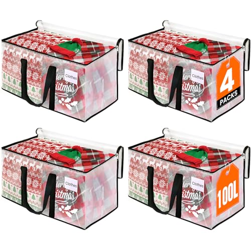 RoomHacks Clear Moving Bags Heavy Duty Extra Large, Moving Supplies with Reinforced Handle and Double Zipper, Storage Bags for Moving Essential, Packing Bags Alternative to Moving Box(4 Packs, Clear) - size: 100L- 4Packs