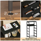 Furnulem Tall 4 Drawers Dresser, Vertical Storage Tower Black Dresser for Bedroom, Hallway, Entryway, Nursery, Closet Organizer, Nightstand Bedside Table Furniture, Sturdy Steel Frame, Wood Top - color: Black Oak, style: 4 Drawers