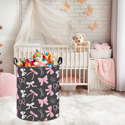 19.7" Laundry Basket,Kids Dirty Clothes Hamper,Waterproof Toys Storage Bin,Room Decor,Gift Baskets,Nursery Hamper(Bowknot) - color: Bowknot