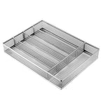 JANE EYRE Drawer Organizer, Cutlery Tray Silverware Flatware Storage Divider for Kitchen, Mesh Wire with Non-slip Foam Feet, 5 Component, Silver - color: Silver