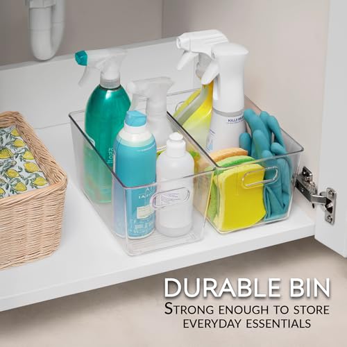 Set of 4 Clear Plastic Storage Bins With Handles, Containers To Organize Pantry, Fridge, Cabinet, Kitchen, Countertop, Closet, Cupboard, Home Organization and Storage - style: 4 pack