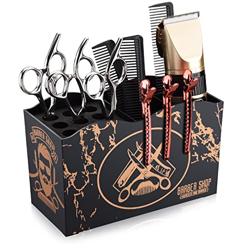 Noverlife Barber Scissors Holder Box, Professional Salon Hairdressing Scissors Rack Holder Storage Organizer for Hairstyling Combs Clips Brushes. - color: Beard Man Style - Black