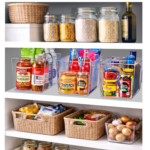 Sorbus Clear Storage Bins, 8 Pack X-Large Organization Bins with Handles – Clear Storage Containers for Storage, Pantry, Fridge, Cabinet, Closet & Kitchen Organization – BPA-Free Plastic - color: 8 Pack, size: X-Large, style: Without Lid