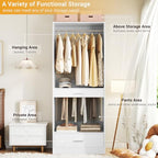 Homieasy Closet System Organizer of 3 sets, Wardrobe Closet with 5 Drawers and Partition Storage, 2 Pants Rack, 2 Hanging Rods, Freestanding Closet Organizer for Bedroom & Walk-in Closets, White