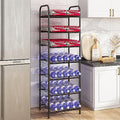 GILLAS 7 Tier Without Wooden Top Water Bottle Storage Rack, Free Standing Vertical Metal,Water Bottle Organizer, Large Capacity Bottled Rack Water Holder Stand for Cabinet Kitchen Party Pantry,Black - size: 7 Tier Without Wooden Top