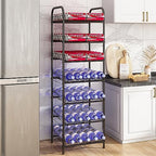 GILLAS 7 Tier Without Wooden Top Water Bottle Storage Rack, Free Standing Vertical Metal,Water Bottle Organizer, Large Capacity Bottled Rack Water Holder Stand for Cabinet Kitchen Party Pantry,Black - size: 7 Tier Without Wooden Top