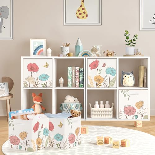 11.8" Wild Flower Storage Cube Organizer Set 3Pcs Clothes Storage Basket Bin for Closet Shelf Garden Butterfly Nursery Kid Room Book Toy Chest, Boho Leaf - color: Boho Leaf
