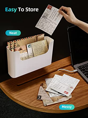 Hanging Wall Mount File Organizer Holder No Drilling Door Office Mail Supplies Storage Magazine Envelope Planner Wall Single Pocket Plastic (Off White)