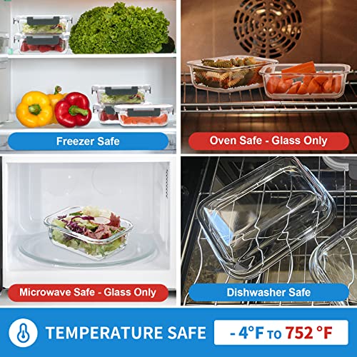 GULFLIN 24-Piece Small Glass Food Storage Containers with Lids Airtight, 1.5 Cup Meal Prep Containers Set, Microwave&Dishwasher Safe, Leak-Proof, BPA-Free, Grey - color: 12oz,Same Size - 12 Pack,Grey Set