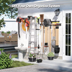 Garden Tool Organizer Wall Mount, 64 inches Tool Storage Rack with Adjustable Hooks, 600lbs Adjustable Heavy Duty Metal Hooks, Yard Shed Rack Holder System Hanging Rake Broom Mop Snowboard, Men Gift - size: 64"