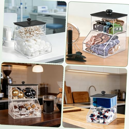 2 in 1 Dryer Sheet Holder & Laundry Pods Container, Laundry Detergent Organizer Container with Lid, Acrylic Laundry Room Organization Storage Containers with Labels, Dishwasher Pod Holder - color: Black - New 1