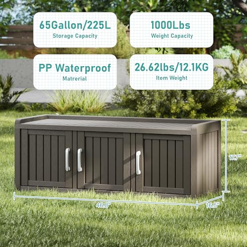 KAMABOKO Shoe Storage Cabinet Waterproof UV-Resistant, Entryway Storage Bench Indoor Outdoor with 3 Barn Doors, Adjustable Shelves for Entryway, Bedroom, Hallway,Living Room(Grey) - color: Grey, size: 3 Door