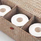 Whitewash Seagrass Tank Basket with Lid Woven Toilet Roll Storage Basket with Sections Rectangular for Organize Snack Toys (Large Compartment 16.5inch L x 5.5inch W x 5.5inch H) - color: Whitewash