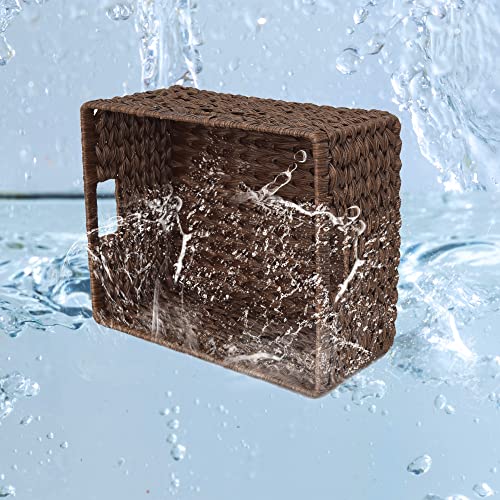 GRANNY SAYS Large Wicker Basket, Decorative Woven Basket for Storage, Waterproof Storage Basket Organizer, Wicker Storage Basket for Organizing, Brown Basket, 1-Pack - color: Brown, size: 16 ½"L x 13"W x 7 ½"H