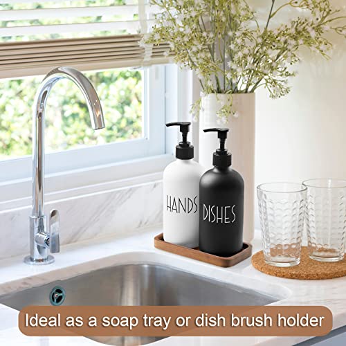 ALELION 6" Small Tiny Bathroom Vanity Tray for Counter - Acacia Wood Dish Soap Dispenser Tray for Kitchen - Decorative Tray for Kitchen Dresser Tops Perfume Jewelry - color: Acacia, size: 3.4" x 0.6" x 6.5"